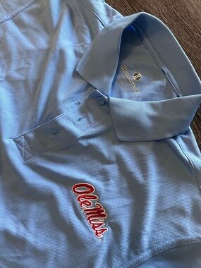 Holloway Ole Miss Rebels Adult Small powder Blue Polo Shirt NCAA Collegiate